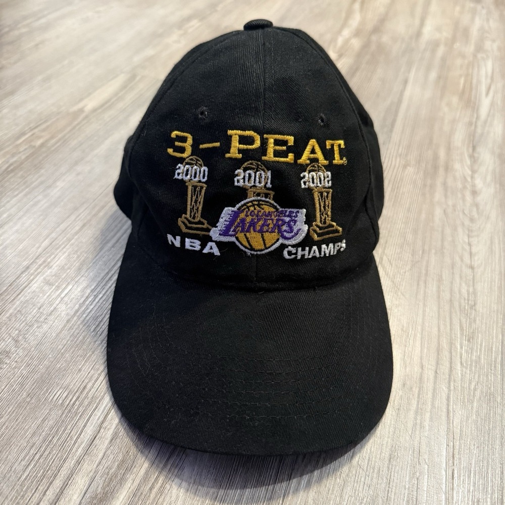 Adult LA Lakers Vintage Y2K 3 Peat NBA Champs Headmaster Inc Hat Strapback